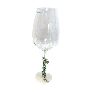 Custom Tennis-Themed Wine Glass Handmade In Poland 28oz Green Beaded Stem Charms
